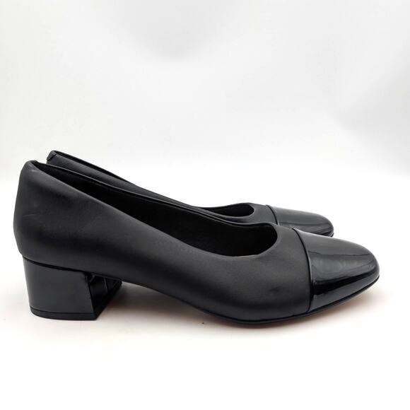Clarks Marilyn Sara Block Heel Pumps Round Toe Women's Black Size US10M EU41.5 - Picture 2 of 8
